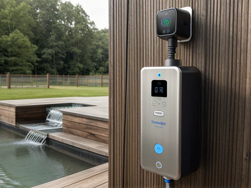 SmartWaterBox monitor mounted in a homestead well water pump house