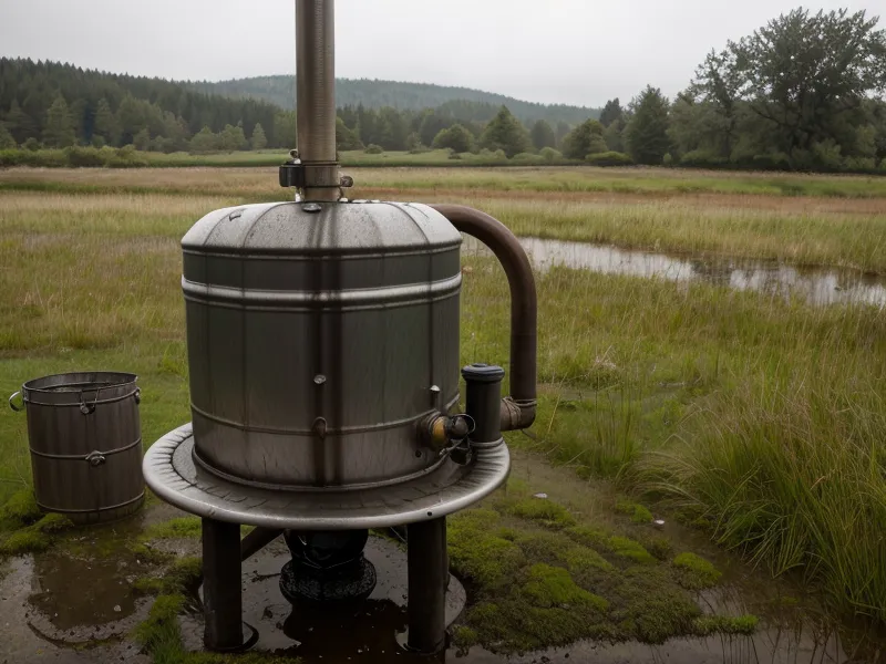 A close-up of a residential well casing pipe on a rural property — one of the common well water problems to check first when moving from the city