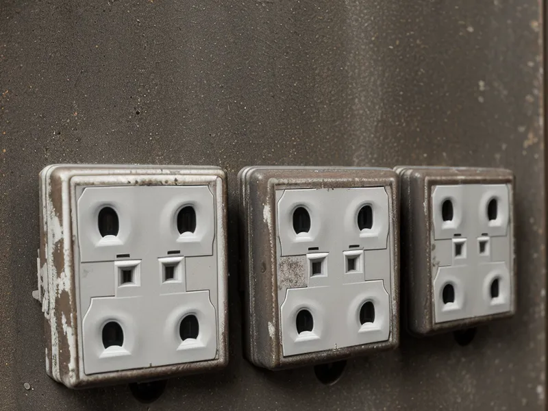 Close-up of a 240-volt four-prong generator outlet wired for well pump backup power.