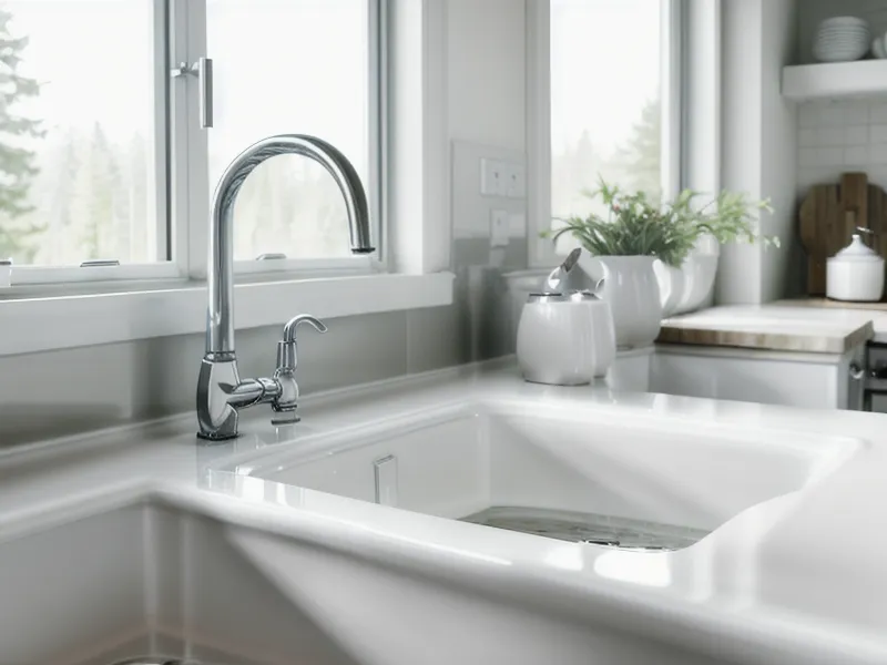 Well water running into a kitchen sink during a rainy Oregon spring thaw