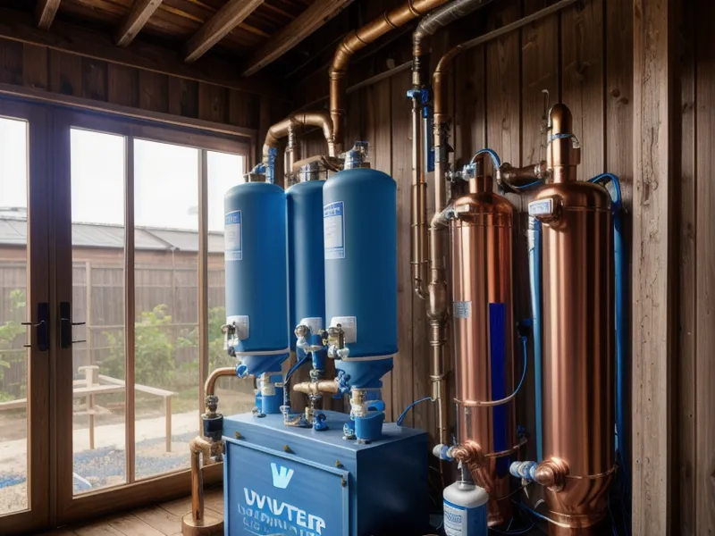 UV disinfection unit installed in a homestead utility room for well-water safety