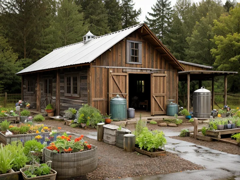 DIY rainwater harvesting setup with gravity-fed IBC totes for garden irrigation on our Oregon homestead