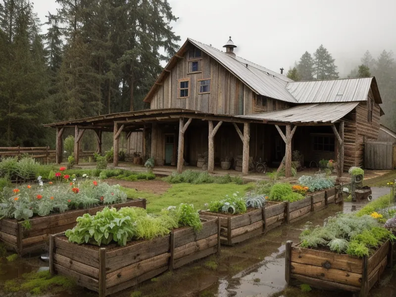 DIY rain and atmospheric water collection barrel reinforced with zip ties on an Oregon hobby farm