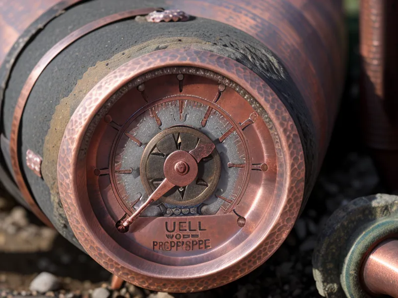 Close-up of a well pressure gauge used for off-grid storage monitoring on a rural homestead