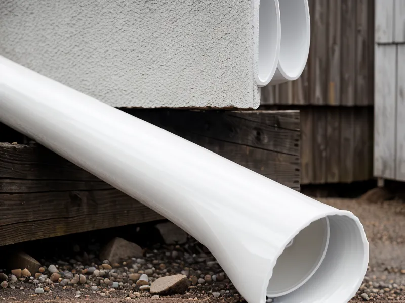 Close-up of a PVC T-junction fitting used to build a DIY first flush diverter for rainwater collection