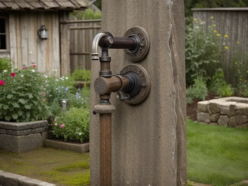 Measuring a well's static water level with string and weight before installing a manual hand pump