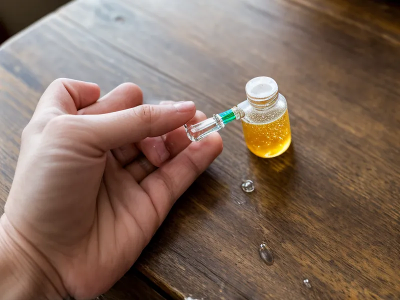Comparing a well water test vial color against the David's Shield results chart