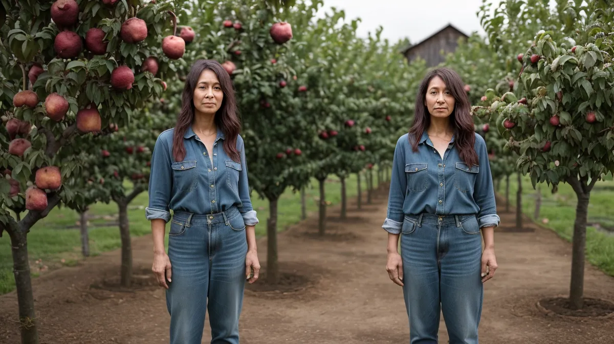 Laundry-to-landscape greywater system routing washing machine water through a yard line to irrigate backyard apple trees