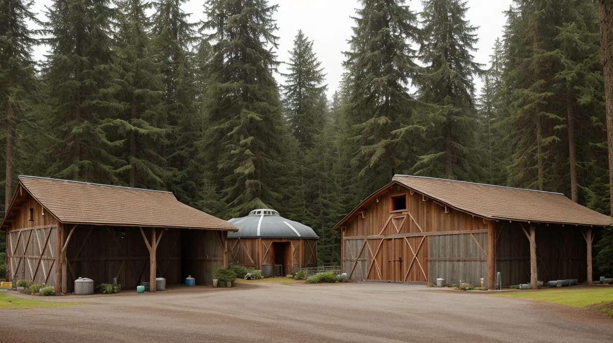 Off-grid homestead water system with well water storage and rainwater collection on an Oregon homestead