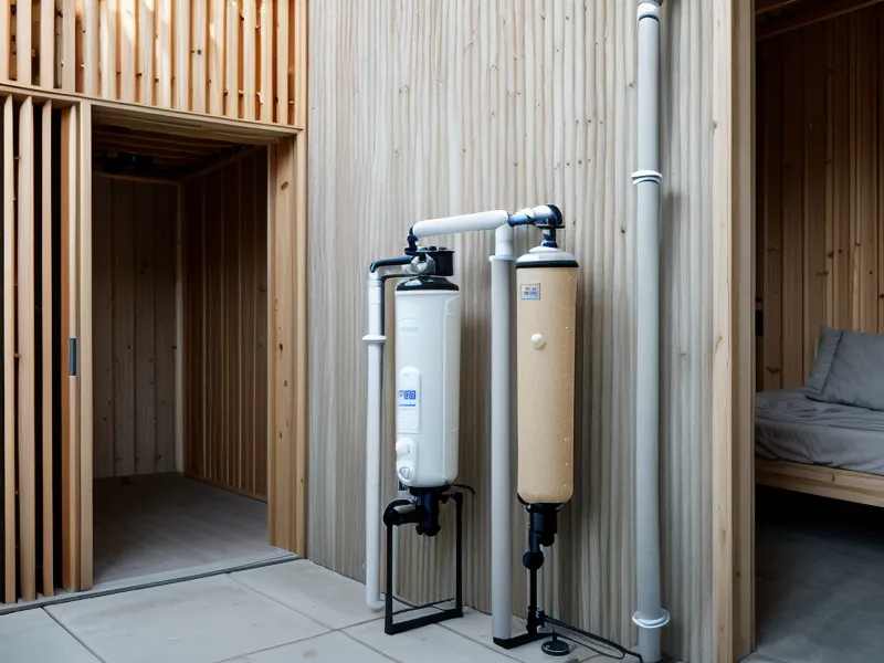 SmartWaterBox filtration unit mounted in a homestead shed for off-grid well and rainwater filtering
