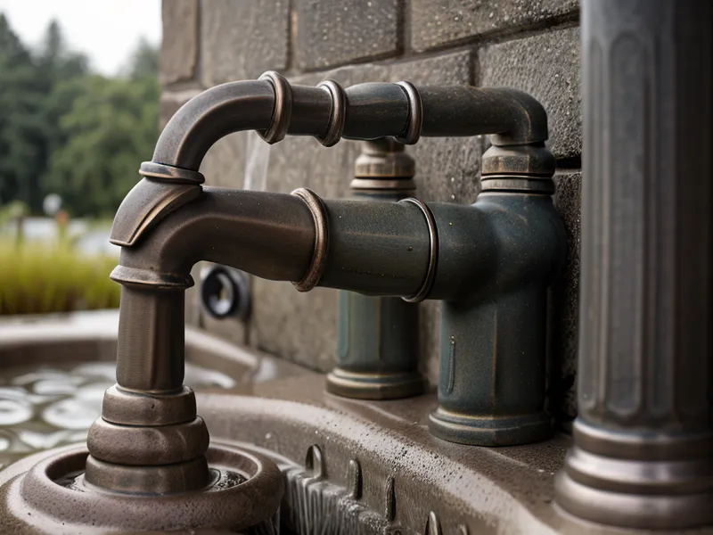 A dry outdoor faucet over parched garden soil, a clear sign of off-grid well water shortage during a homesteading dry spell