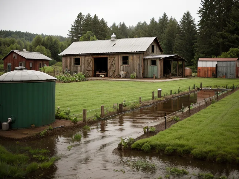 Narrow footprint water storage tank for small garden irrigation on a rural Oregon homestead