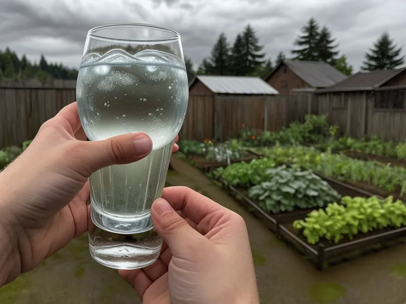 A glass of well water tested for sulfur smell before filtration solutions were installed
